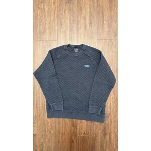 LL Bean Quilted Sweatshirt Mens Medium Grey Pullover Crew Neck Knit Logo Hiking